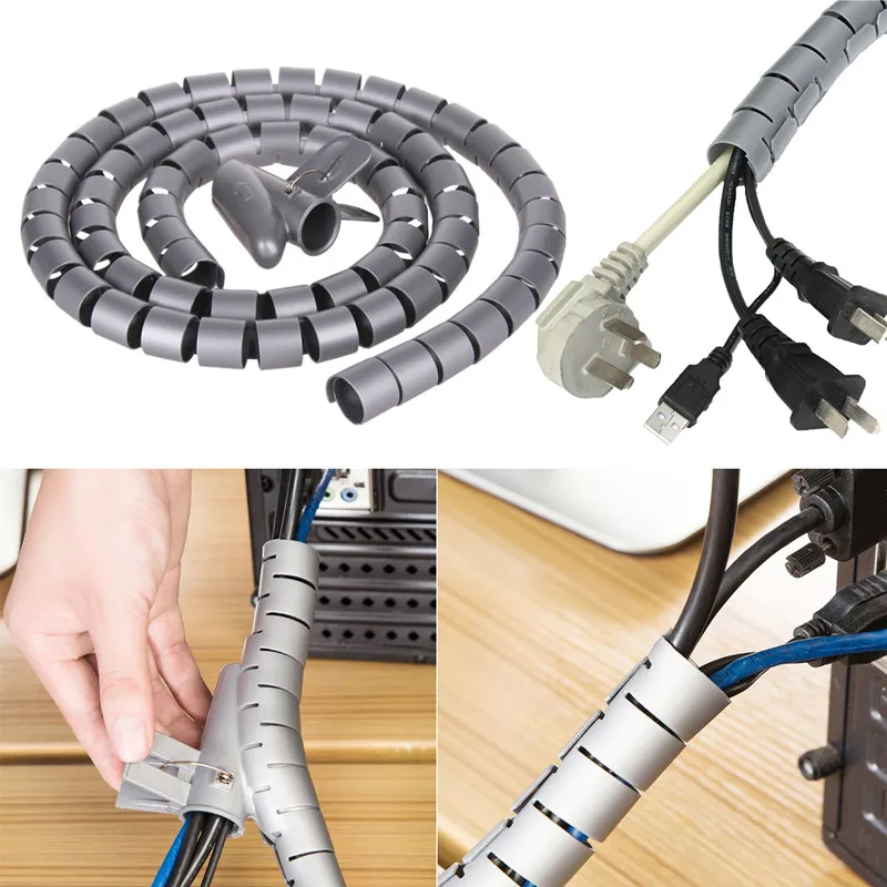 

Flexible Cable Winder Cable Organizer Wire Storage Pipe Bite-proof Cord Protector Winder Desk Tidy Cable Accessories 1.5/2M