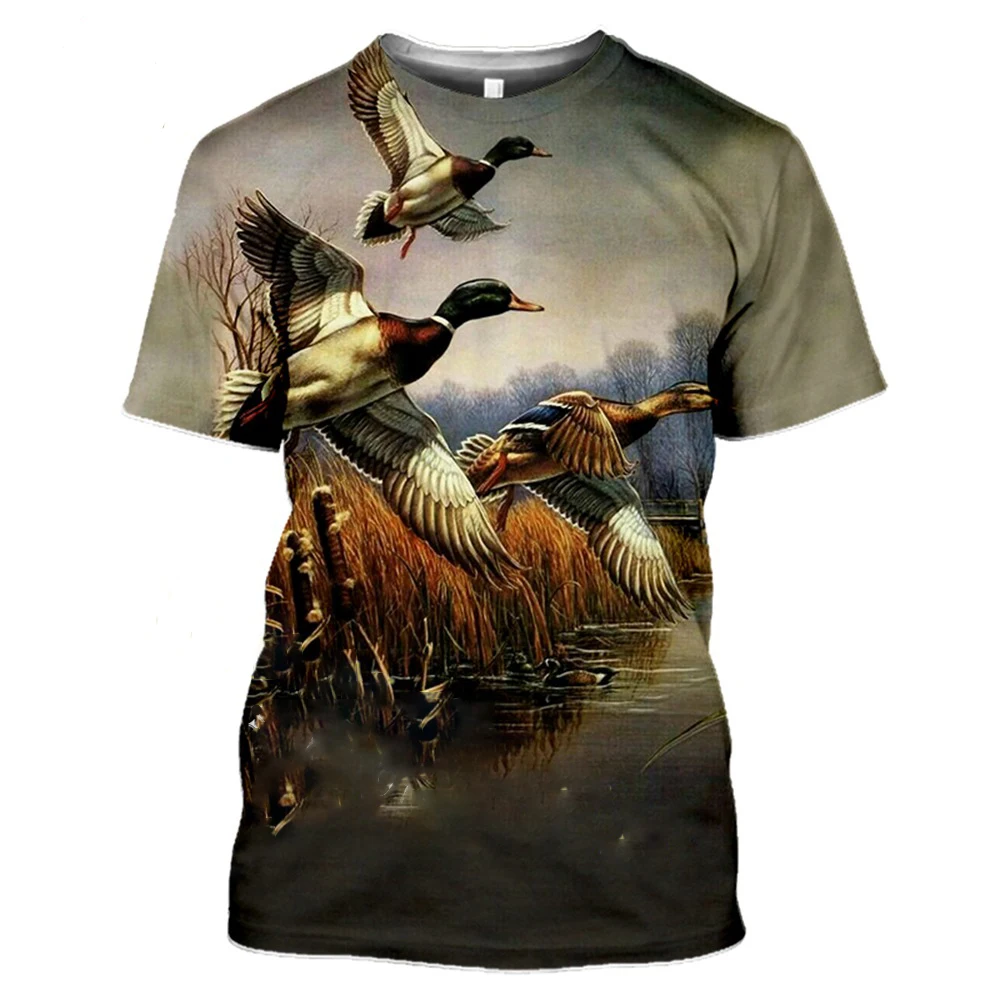 Duck Pigeon Hunting 3D Print T-Shirts Men Women Fashion Streetwear O-Neck Oversized Short Sleeve T Shirt Tees Tops Man Clothing