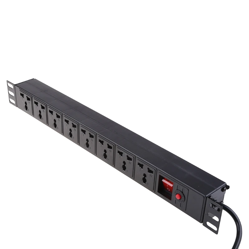 8 Outlet Power Strip Socket Surge Protector 250V 10A 2500W Long Extension Cord for 19 inch Server Rack