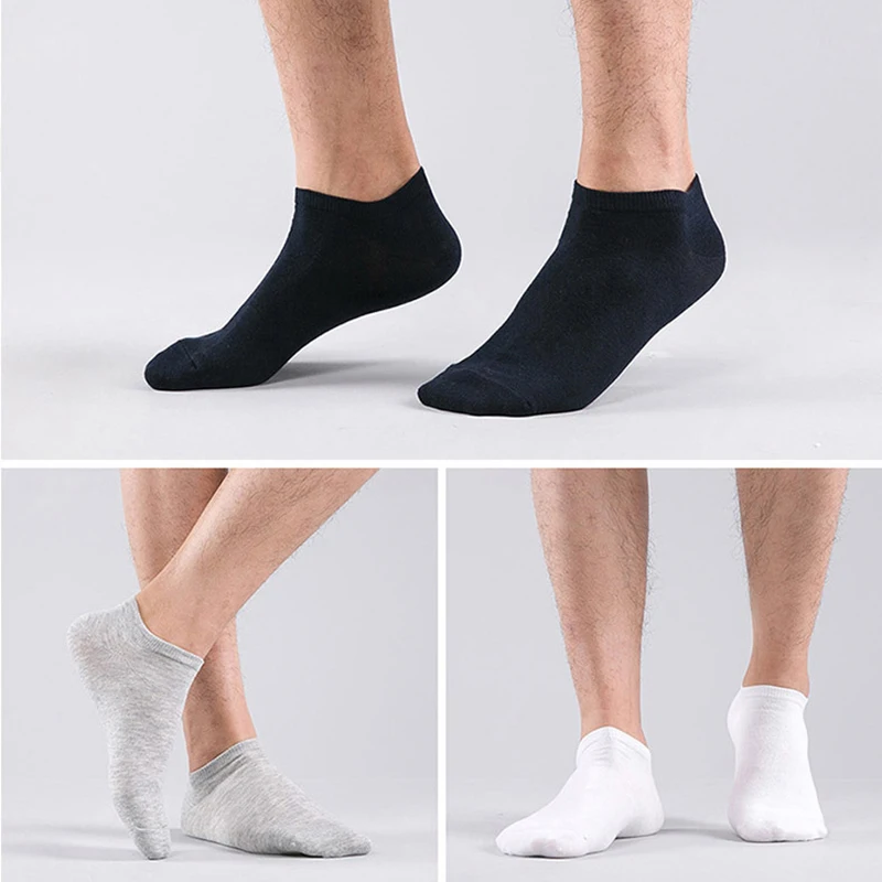 100% Thin Men Socks High Quality Cotton Breathable Socks No Show Boat Socks Black Short for Size 39-44