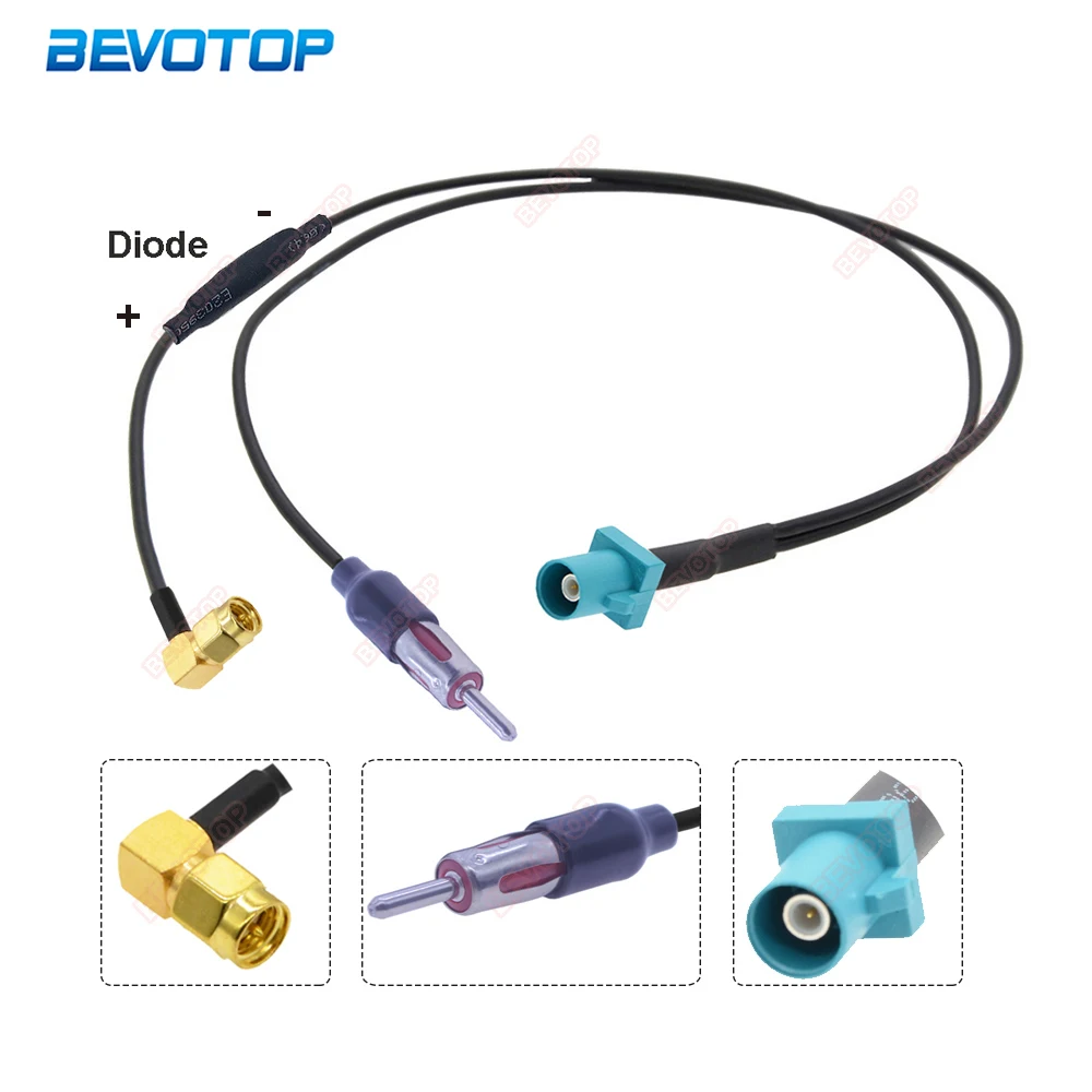 

RG174 Pigtail Splitter Cable Fakra Z Male to SMA Male FM Male Plug Y Type With Diode FM GPS Antenna Extension Cord Cable Adapter