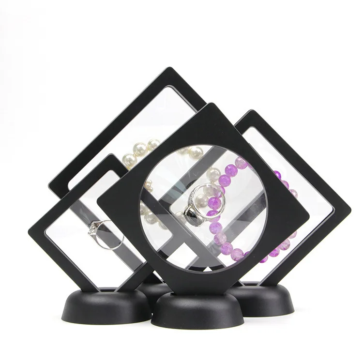 3D Floating Picture Frame Shadow Box Protect Ring Earrings Jewelry Display Stand Pendant Necklace Holder Gem Stones Storage Case