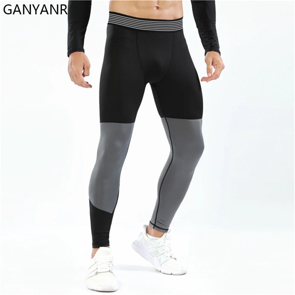 GANYANR pantalones de compresión mallas para correr hombres Leggings gimnasio ropa deportiva Fitness deporte baloncesto Sexy Yoga trotar entrenamiento ejercicio