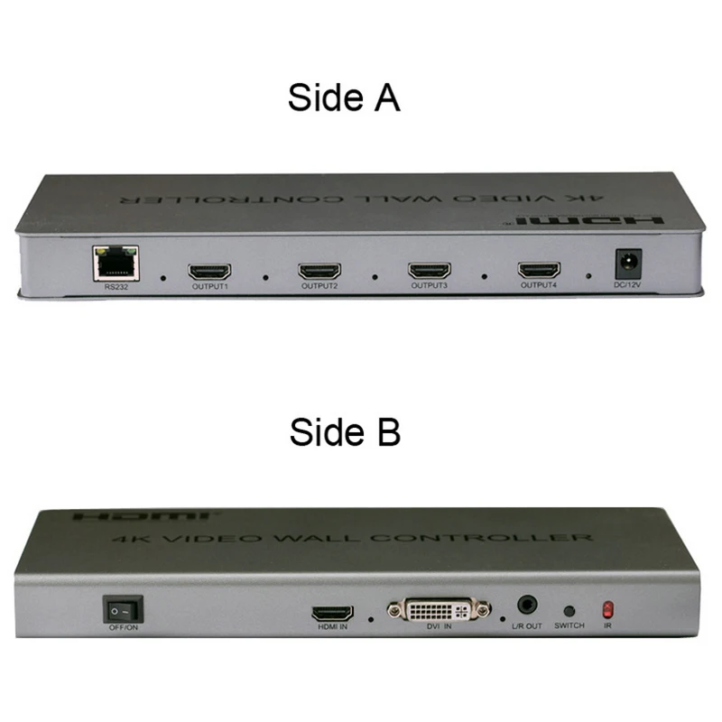 4K 2X2 Video Wall Controller 1 Hdmi/Dvi-ingang 4 Hdmi-uitgang 4K Tv Processor beelden Stiksels Video Wall Processor