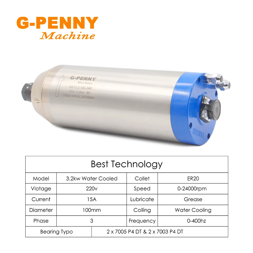 Imagem -03 - Water Cooling Spindle Motor para Cnc Router Máquina de Gravura Er20 3.2kw