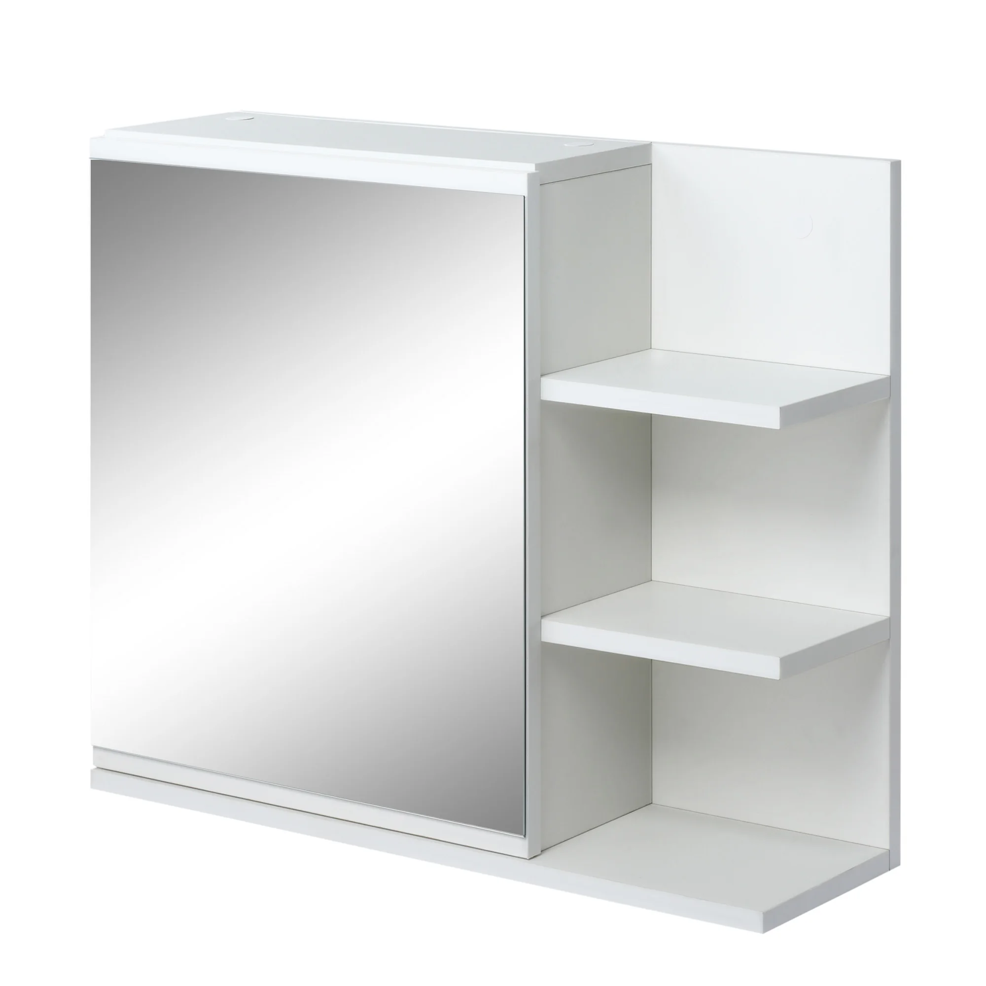 Kleankin bathroom cabinet with mirror with 3 open shelves 60x18x50 cm White