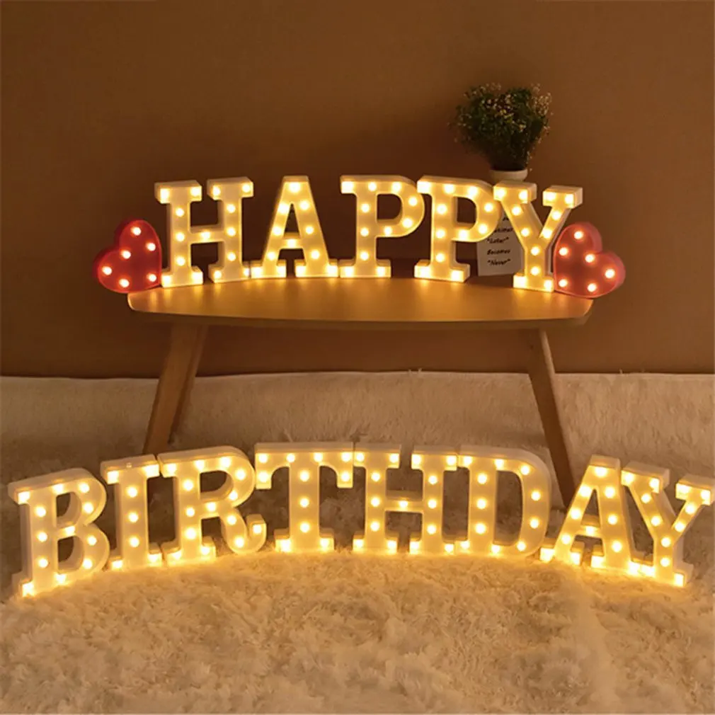 Lumière LED en forme de lettres anglaises, 5 INS, pour modélisation de symboles, lampe numérique pour mariage, demande d'anniversaire, lumière blanche