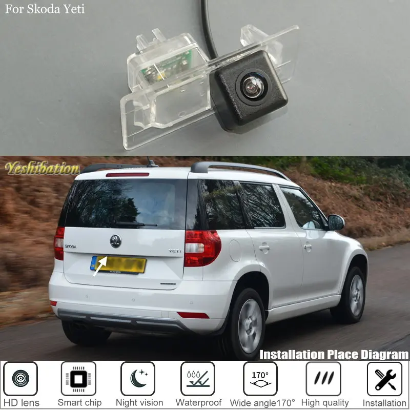 Yeshibation Reverse Kamera Für Skoda Yeti (5L) 2014 ~ 2017 Facelift mit LED HD CCD Nachtsicht Wasserdichte Auto Hinten Kamera