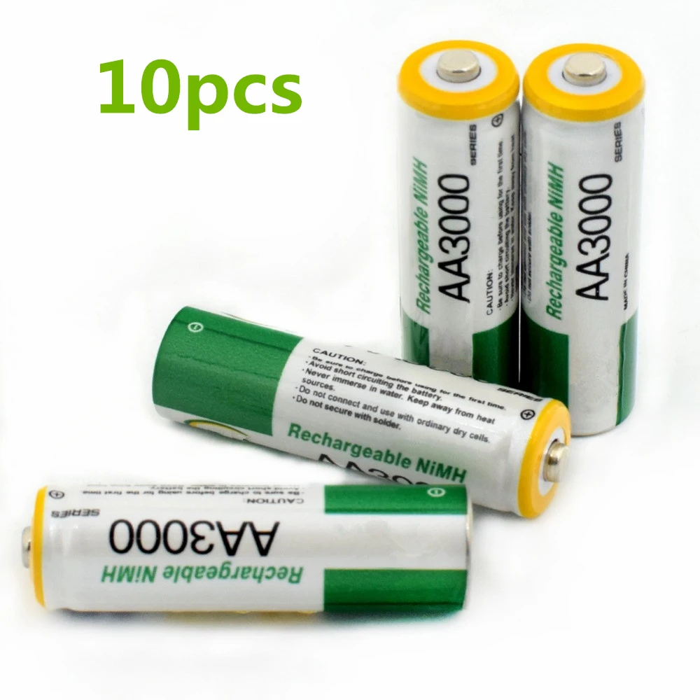 

10pcs/lot Large capacity 3000mAh 1.2V AA rechargeable battery for children's toys AA NiMH rechargeable battery