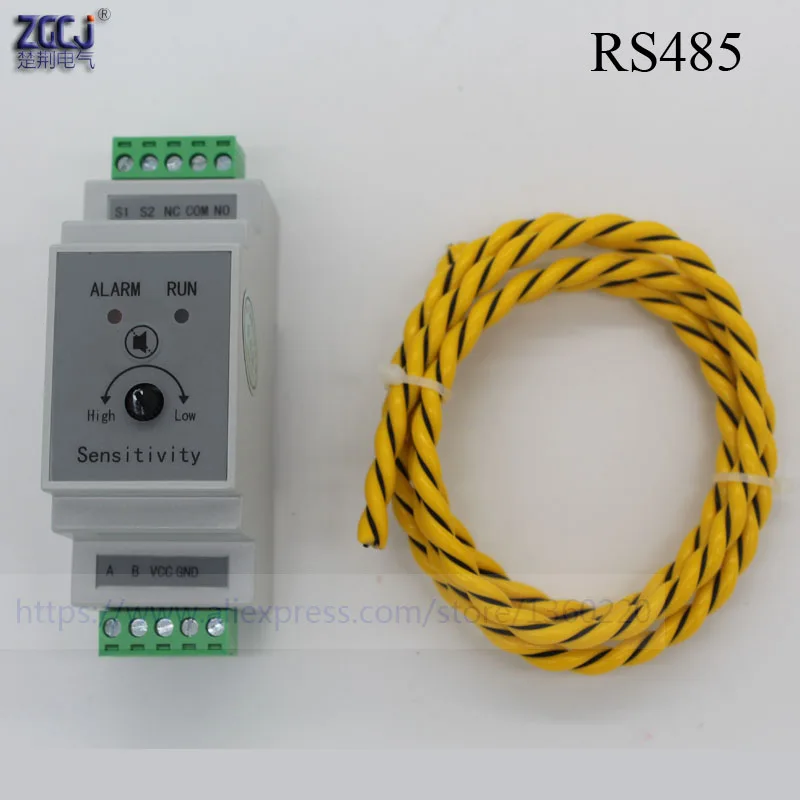 

35mm Din liquid leakage detector with 1m sensor wire water switch output Flooding alarmor alertor with relay output and RS485