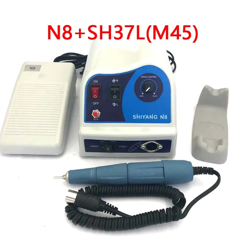 Dental Lab Polishing Polisher Micromotor SHIYANG N8 Machine White w/45k 45000rpm Handpiece SDE-SH37LN SH37L M45 2.35MM