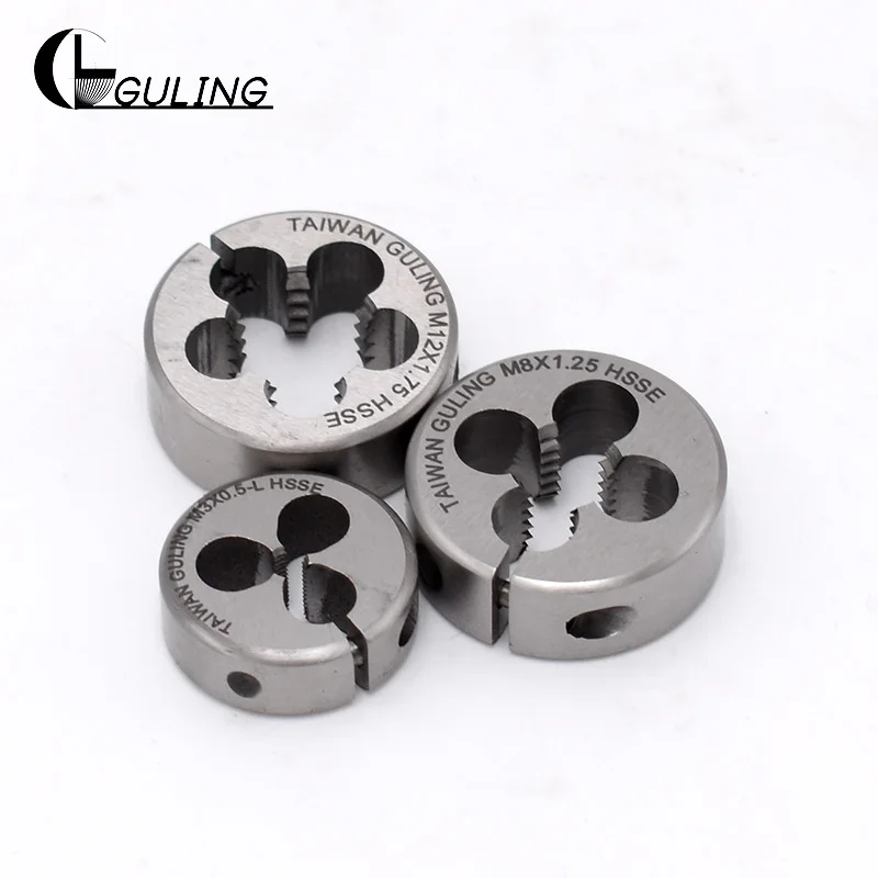 GULING Round Metric Thread Die tap size M1 M2 M2.5 M3 M4 M5 M6-M22 HSSE Round Threading Dies Tool For Machining External Threads