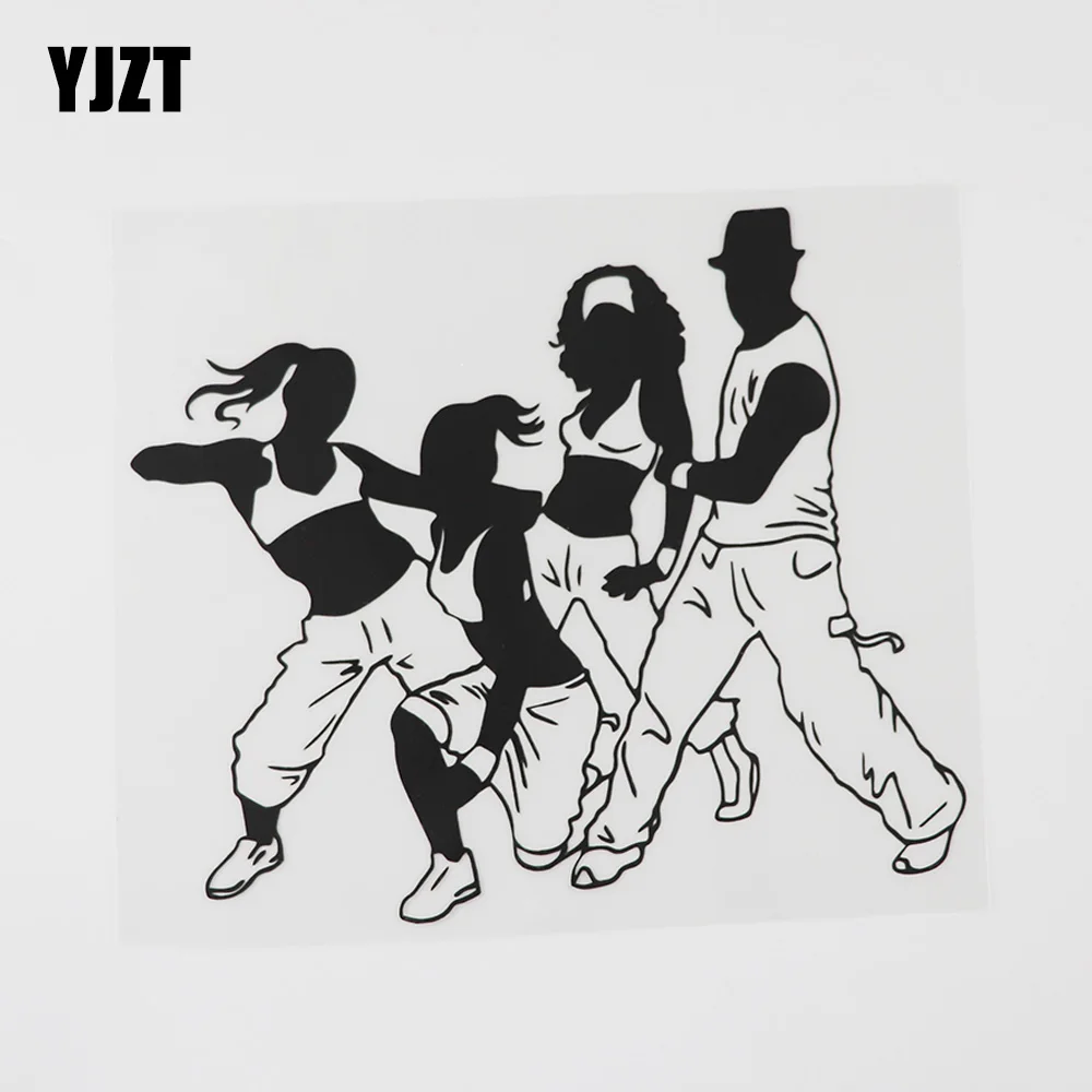 YJZT 17.5CMX14.9CM Dancing Step Hip Hop Dancer Art Decor Vinyl Car Sticker Black/Silver 8A-0899