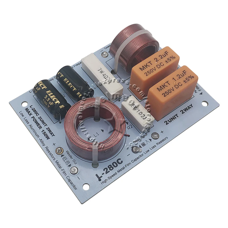 2pcs 130W KASUN L-280C 2 Way Hi-Fi Audio Speaker Frequency Divider Crossover Filters One Woofer One Tweeter Output
