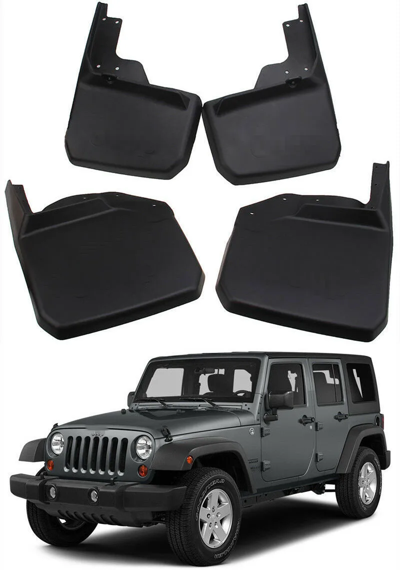 

4pcs Mud Flaps Front & Rear Mudguard For Jeep Wrangler JK 2007 2008 2009 2010 2011 2012 2013 2014 2015 2016 Splash Guard Fenders