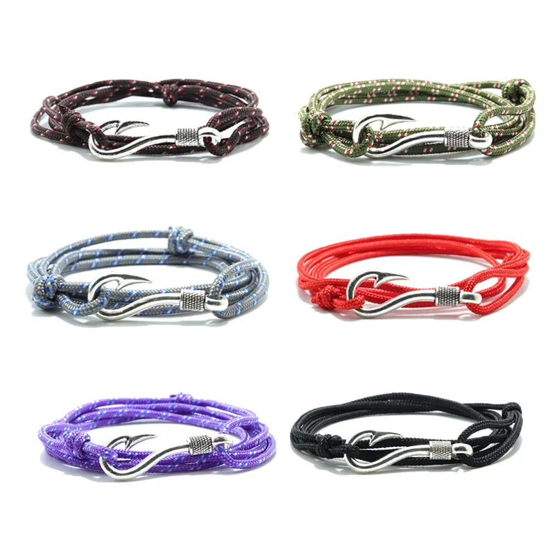 Noter Men Paracord Bracelet Multilayer Adjustable Survival Braslet Creative Fish Hook Cord Braclet Homme Leisure Accessories