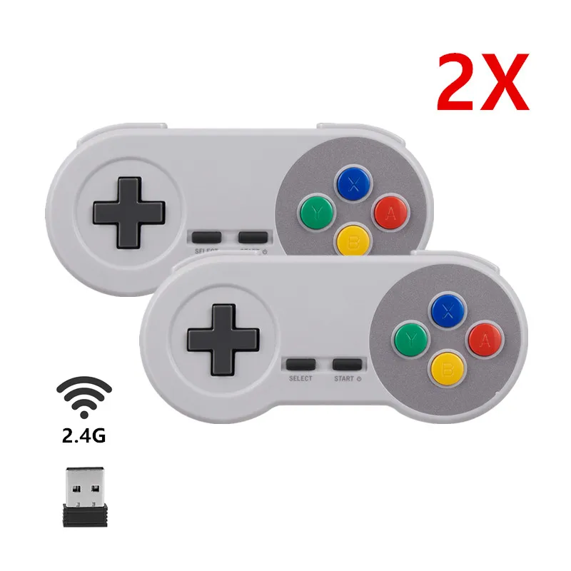 2 Pack Wireless Gamepad 2.4GHZ Joystick NES/SNES Super Classic Controller For PC Windows 7/8/10 MAC Computer Raspberry Pi