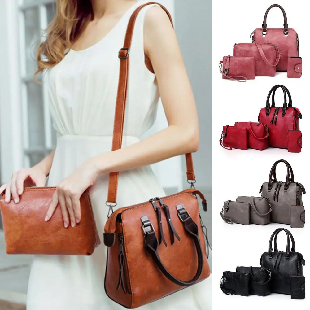 4Pcs/Set Women Shoulder Bag All-match Sling Bag Set Multi-pockets Women Shoulder Bag