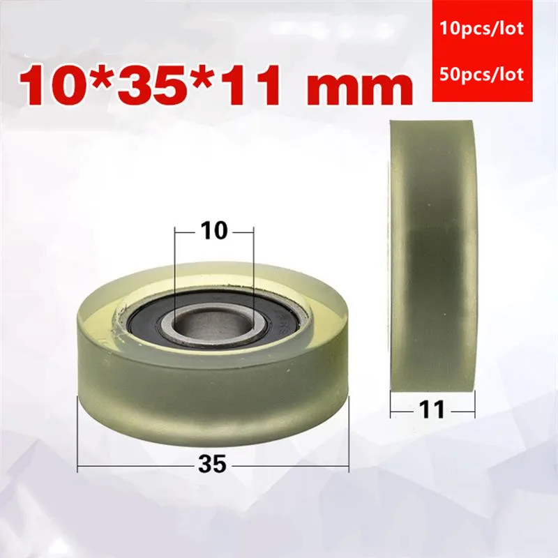 10 stücke/50 stücke 10*35*11mm stille führungs rad von förderband polyurethan PU 6000 6000RS rollenlager reibung riemenscheibe 10x35x11 – Detail 1