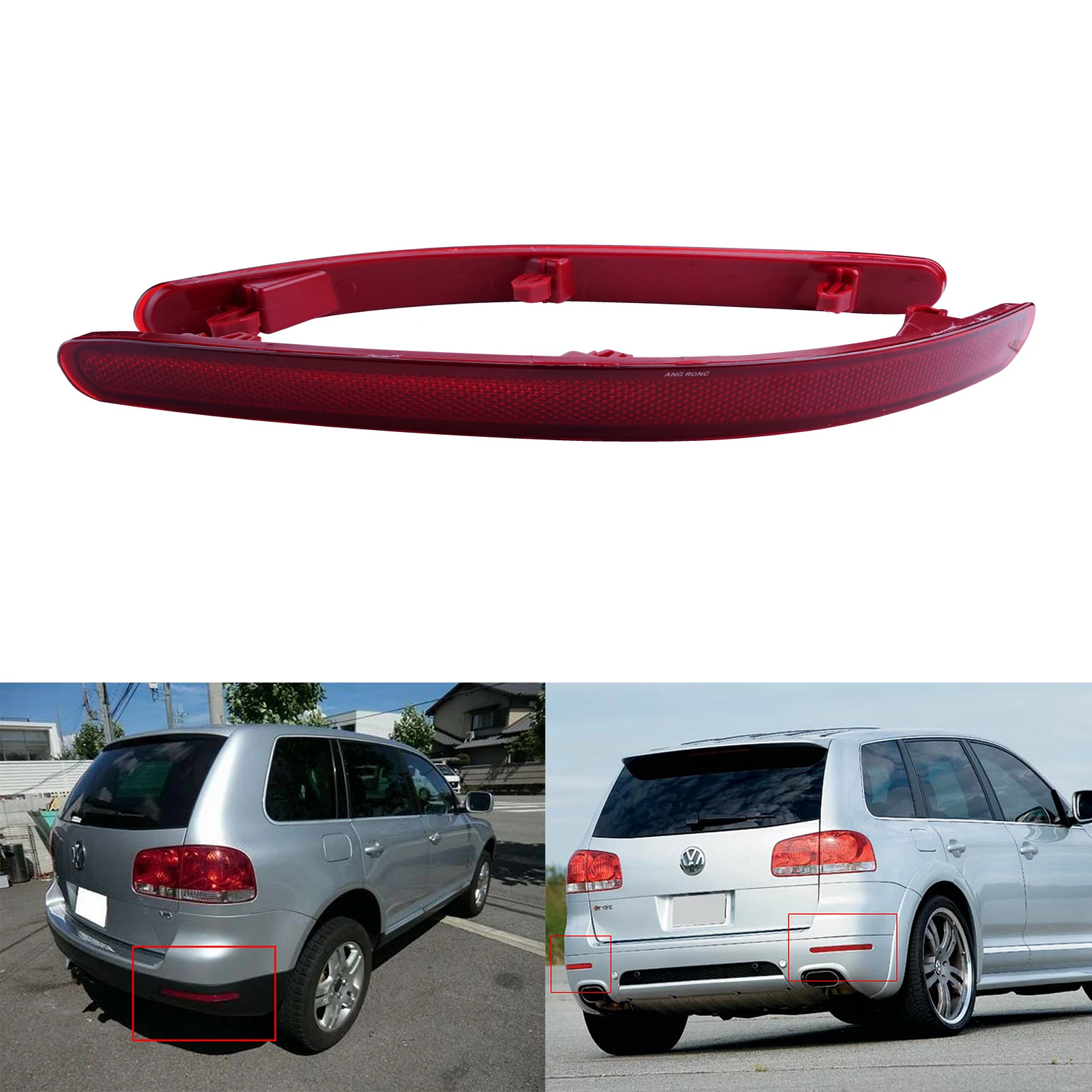 Pair Rear Bumper Reflector W/ Red Lens No Light For VW Touareg 7L 2002-2010 L+R