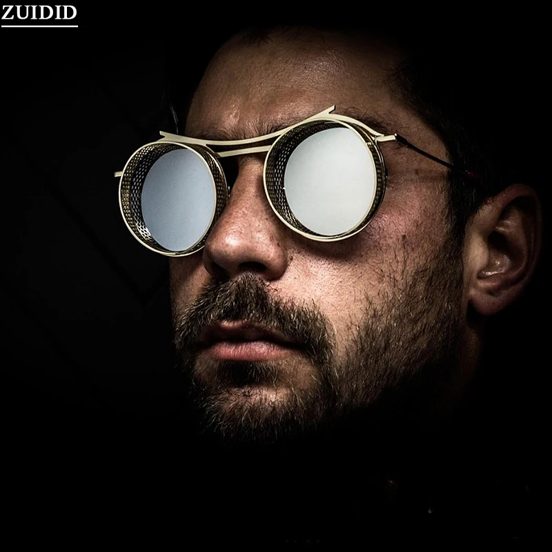 Steampunk okulary mężczyźni moda okrągłe punkowe okulary kobiety w stylu Vintage luksusowe Retro Vasos Decorativos Gafas De Sol Zonnebril Heren