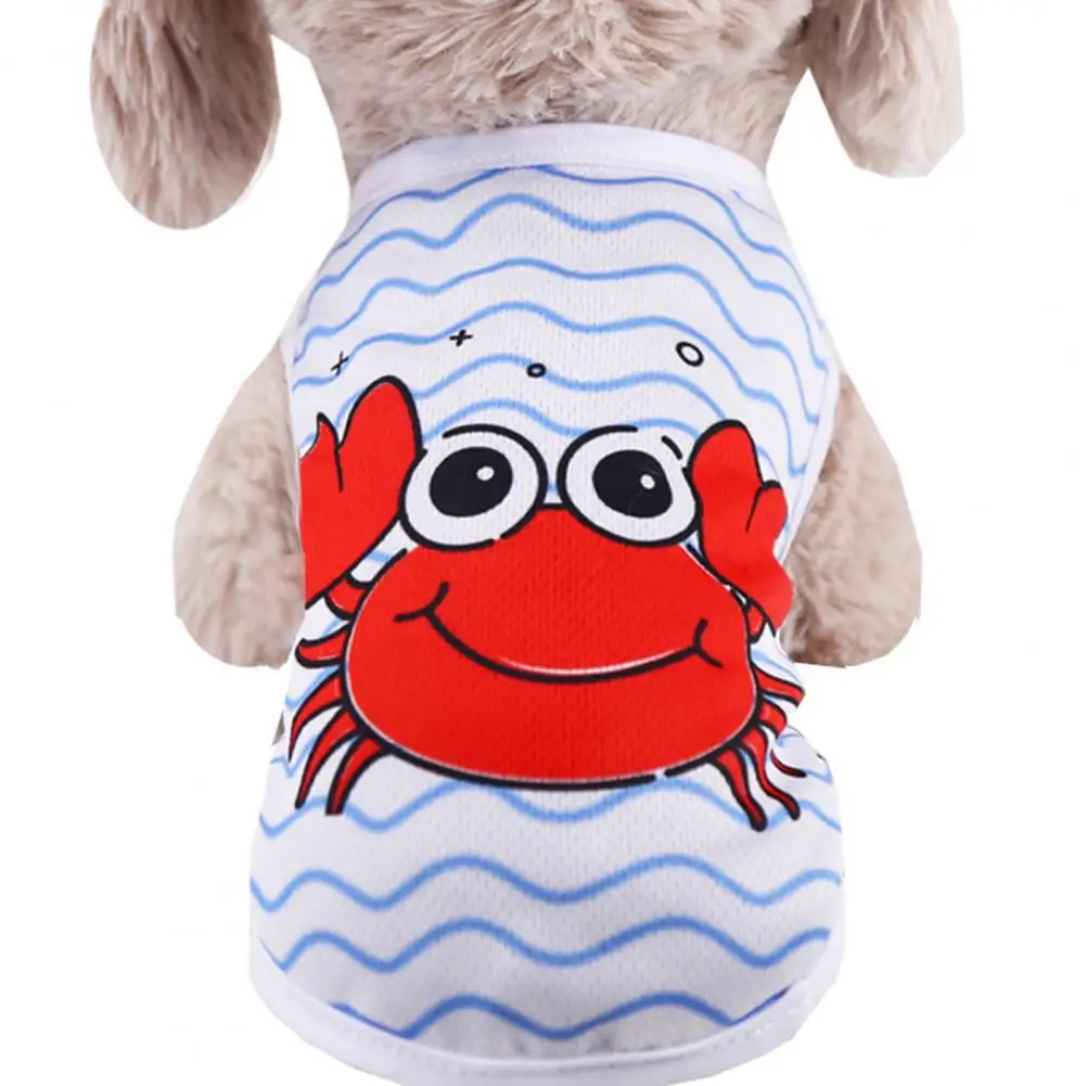 Dog Clothes Pet Clothes Luxury Puppy Spring Summer Cartoon Fruits Crab Pattern Vest Mesh Dog Clothes Pet Supply