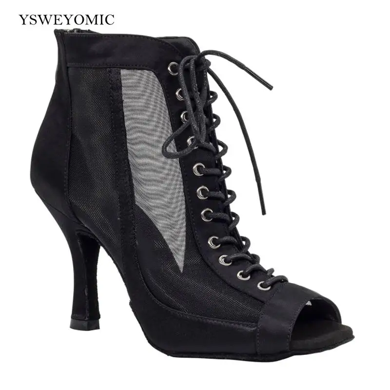 New Arrival Ankle Dance Boot Black Color Customize Color Heels 7cm Bachata Latin Salsa Trainning Dance Shoes Latin Women