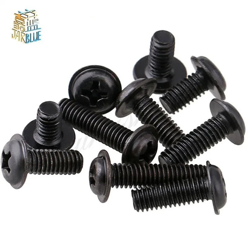 50Pcs M2 M2.5 M3 PWM DIN967 Black Pan Padded Screws Referral Computer Case Chassis Fixed Motherboard Screws With Pad