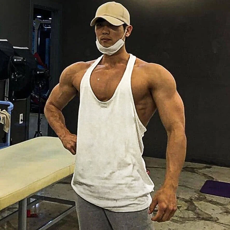 New Brand Muscle Vest Bodybuilding Tank Top Men Summer Fitness Mens Singlets Cut Off Gym Clothing Solid Mesh Sleeveless Shirt image 5