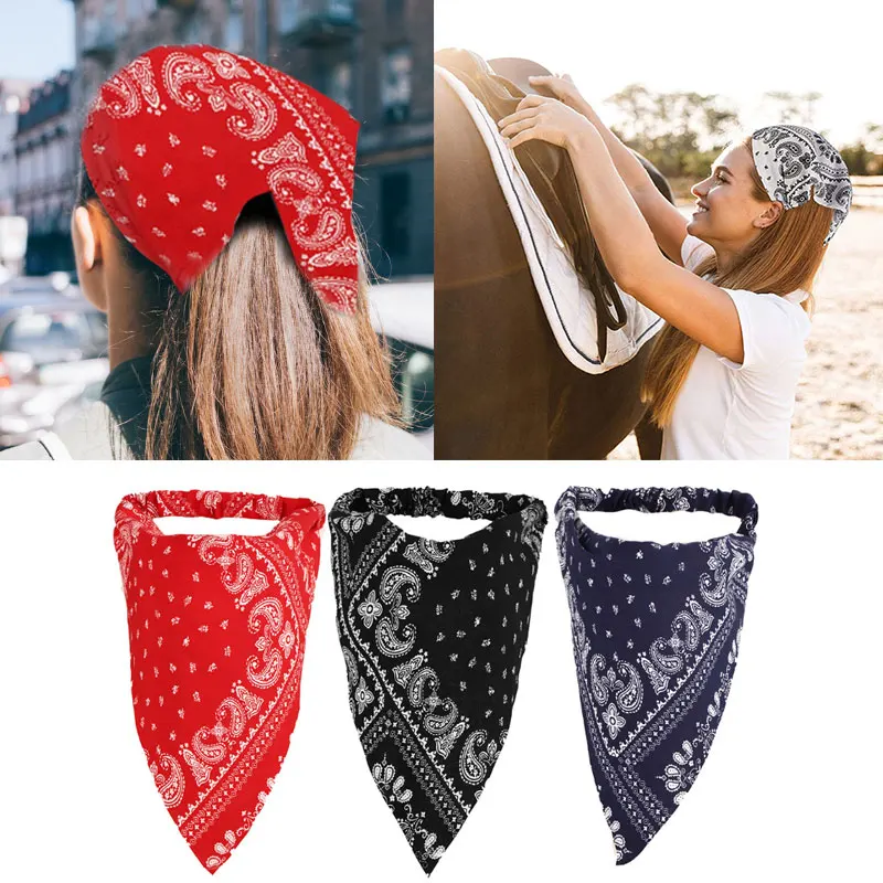 Floral Print Hair Scarf Bohemia Bandana Elastic Hair Band Triangle Scarf Kerchief Women Girl Hair Accessories Headscarf