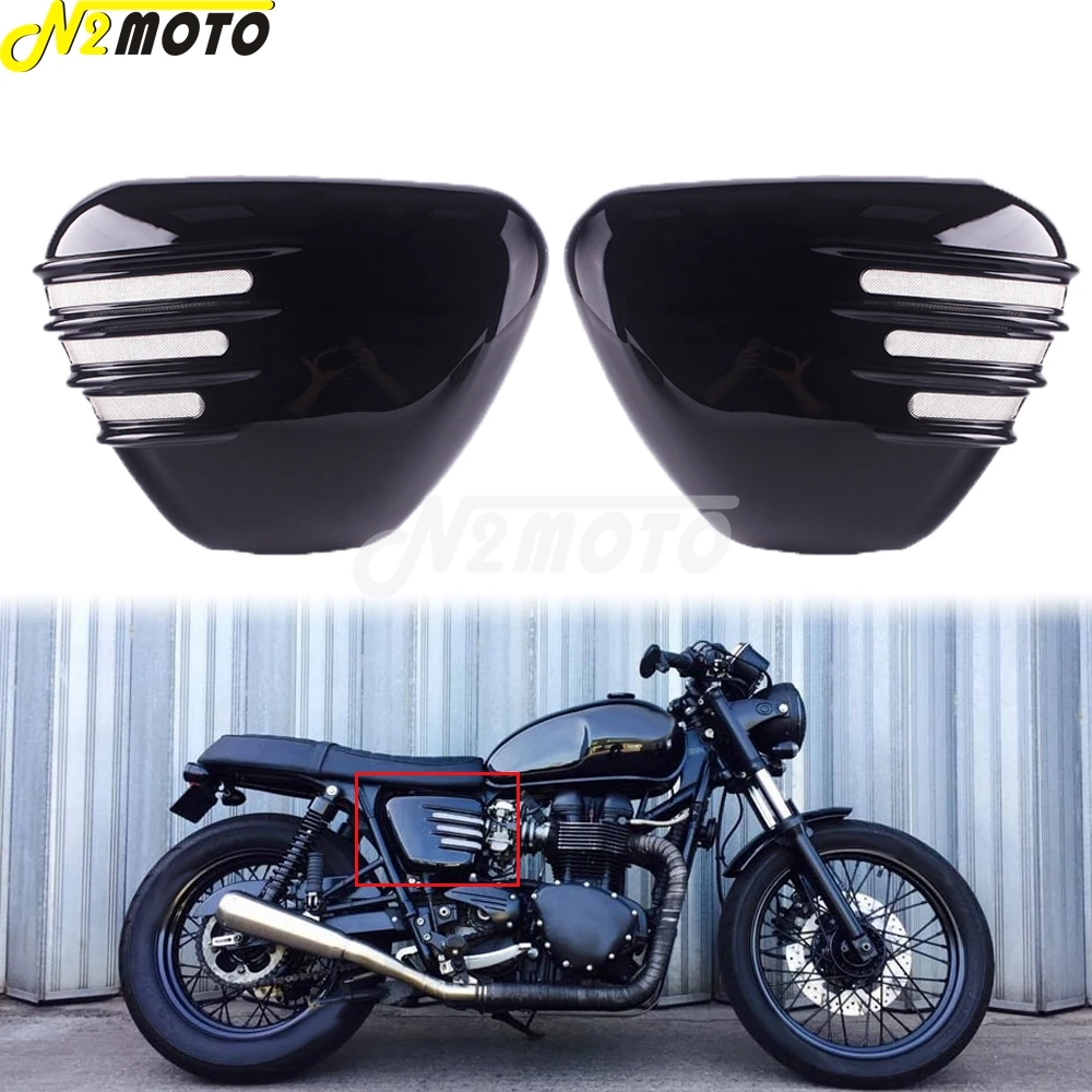 

1 Pairs ABS Glossy Black Ribbed Side Panel Fairing Battery Covering Guard For Bonneville Street Twin Street Cup 900 2016-2020