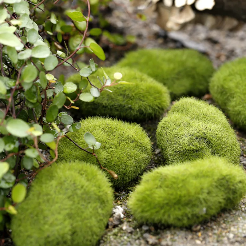 1pcs Artificial Moss Stone Fake Lawn Plants Micro Landscape Decoration Green Foam Moss Balls Basin Ornament Garden Home Decor