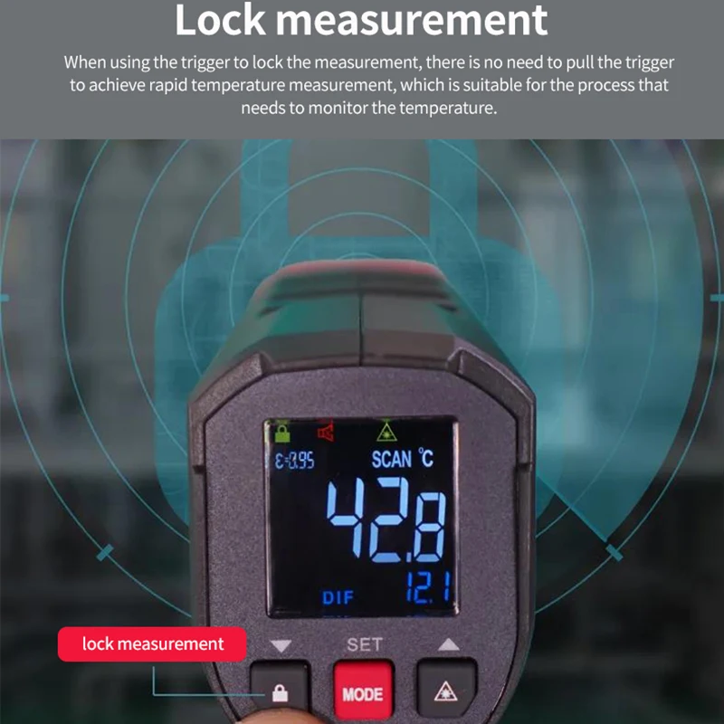 UNI-T Digital Infrared Thermometer UT306C Industrial Non-contact Laser Temperature Gun Meter -50-500