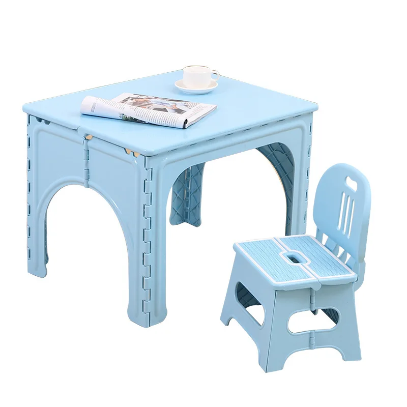 Kids Plastic Folding Table and chairs set Children's Home Writing Tables Outdoor Portable foldable desk Kindergarten Furniture