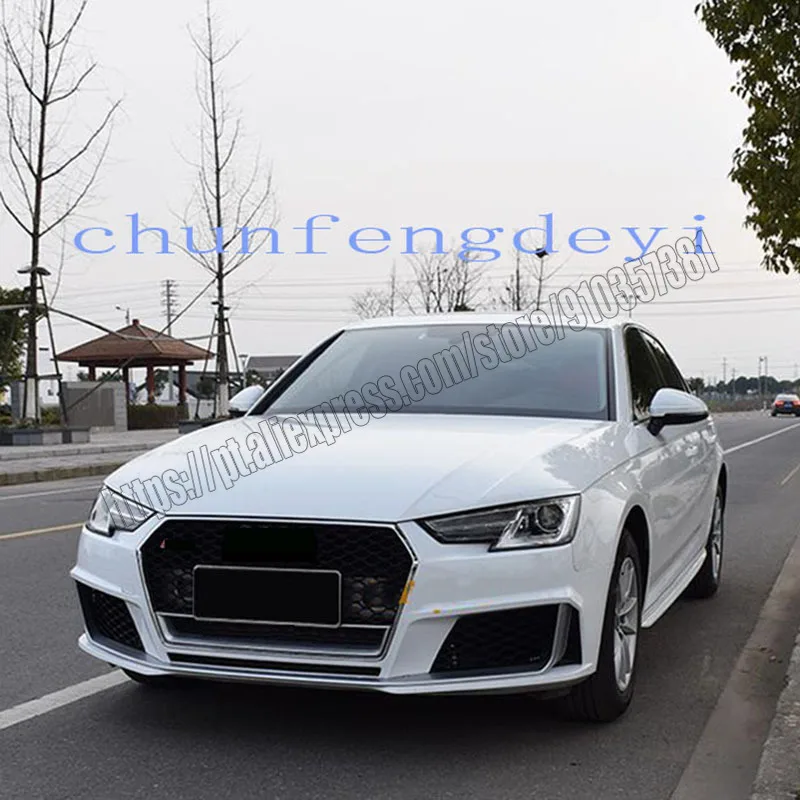 for audi a4 / s4 b9 2017 17 2018 18 2019 19 rs4 style sport front enchants mesh honeycomb grill gloss black cover