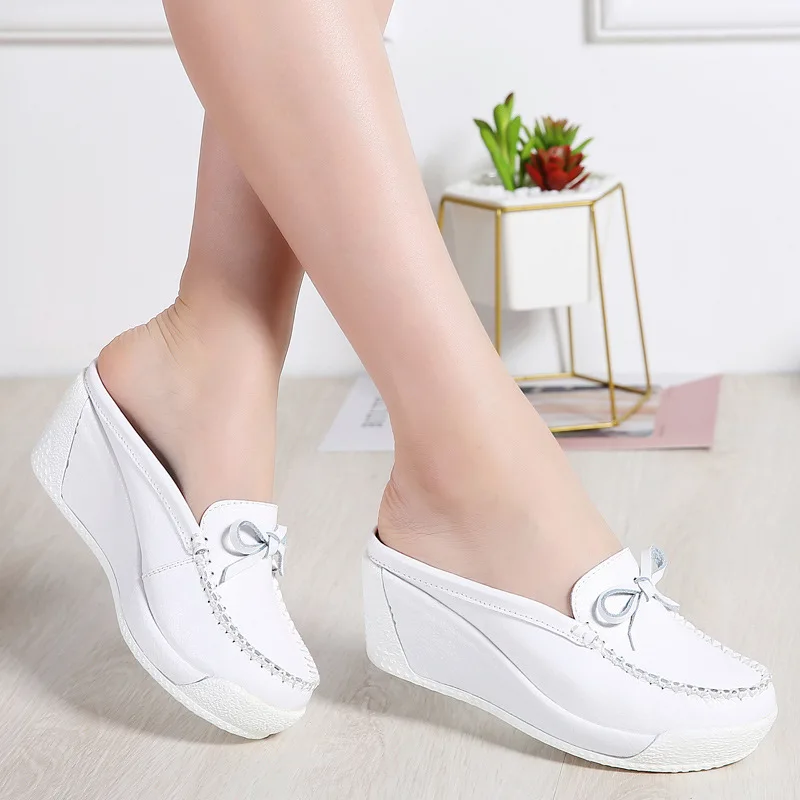 Female Swing shoes casual loafers platform women\'s fashion pumps shoes patchwork wedges heel shoes Spring Autumn boat shoes