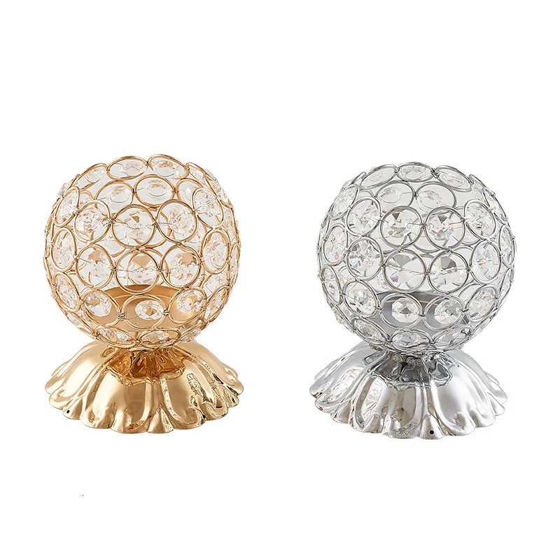 Gold Silver Crystal Tealight Candle Holders Candlesticks Stand for Wedding Table Centerpieces Valentine\'s Day Home Decoration