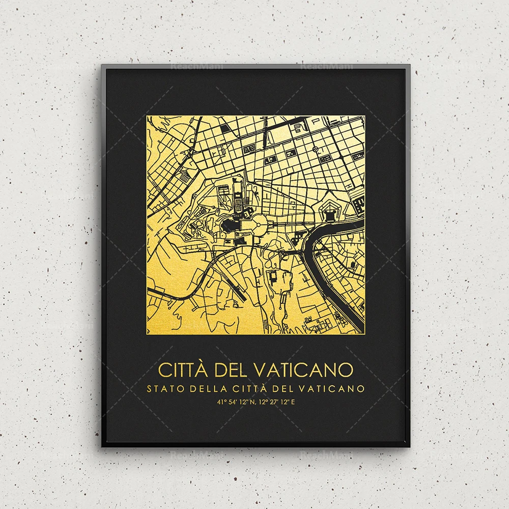 Vatican printing square city map wall art canvas poster gift creative travel home office decoration
