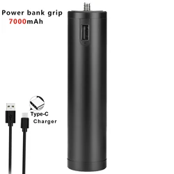 7000mAh Power Bank Hand Grip Type-C Charging Ports with Mini Tripod for Smartphone Mirrorless Camera