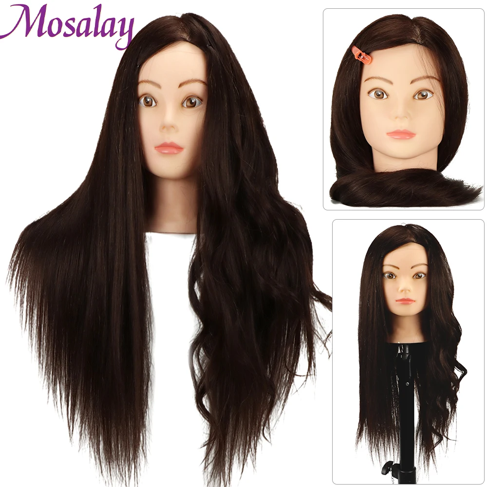 80% Human Hair Mannequin Heads For Hairdresser Practice Hair Styling Training Doll Head Can Practice Curly Hot Iron Straighten