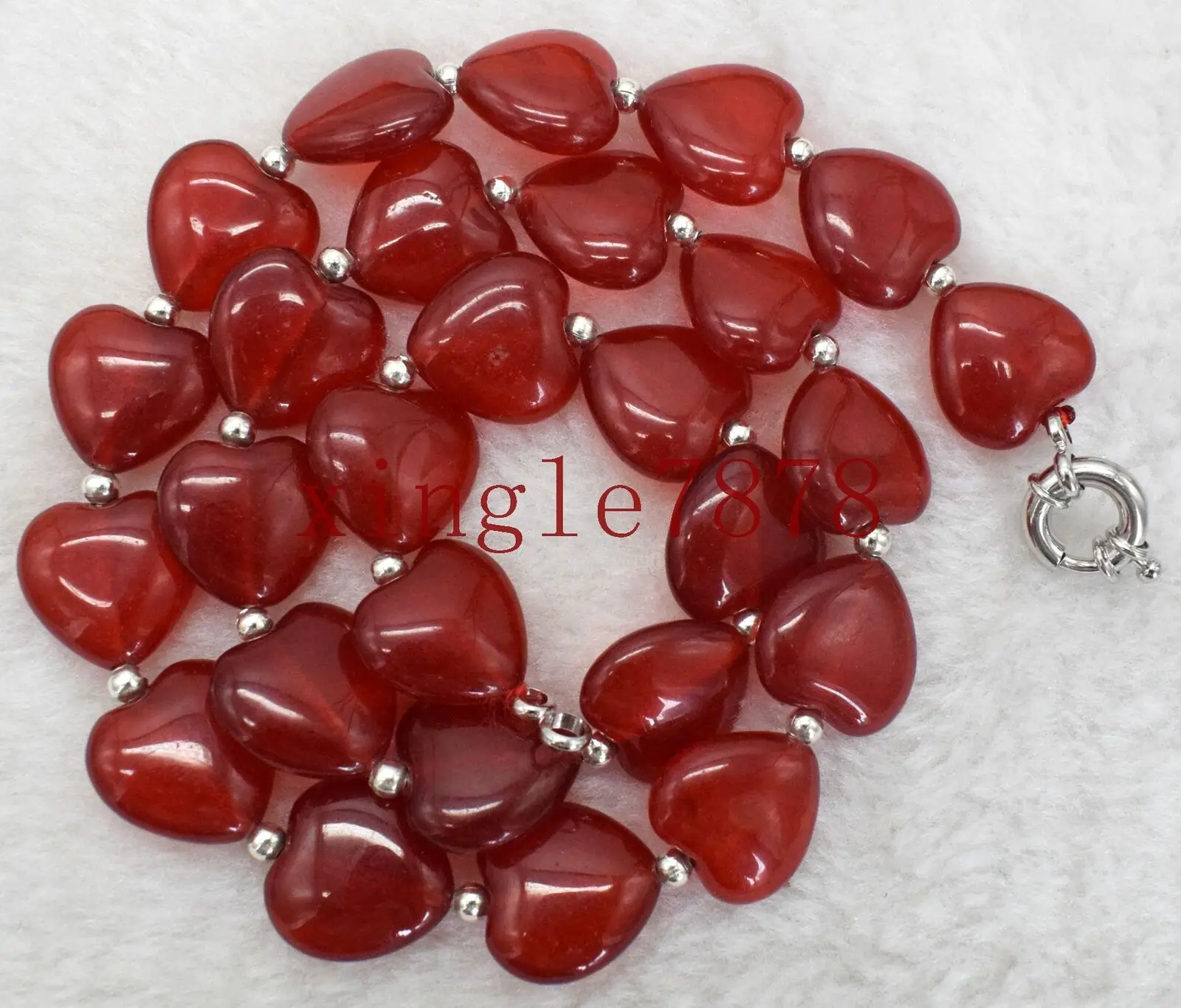 New 12x12mm Natural Red Ruby Heart Gemstone Beads Necklace 18''