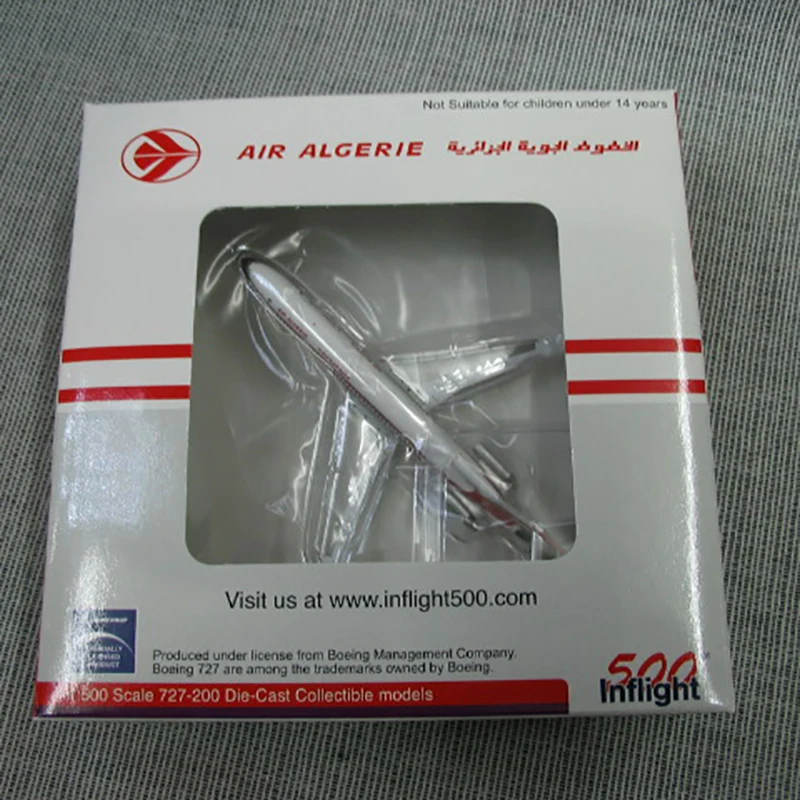 Diecast 1:500 Scale Airplane B727-200 Jet Aircraft Model Air Algerie Airlines with Landing Gear Alloy Plane Gift about 10CM