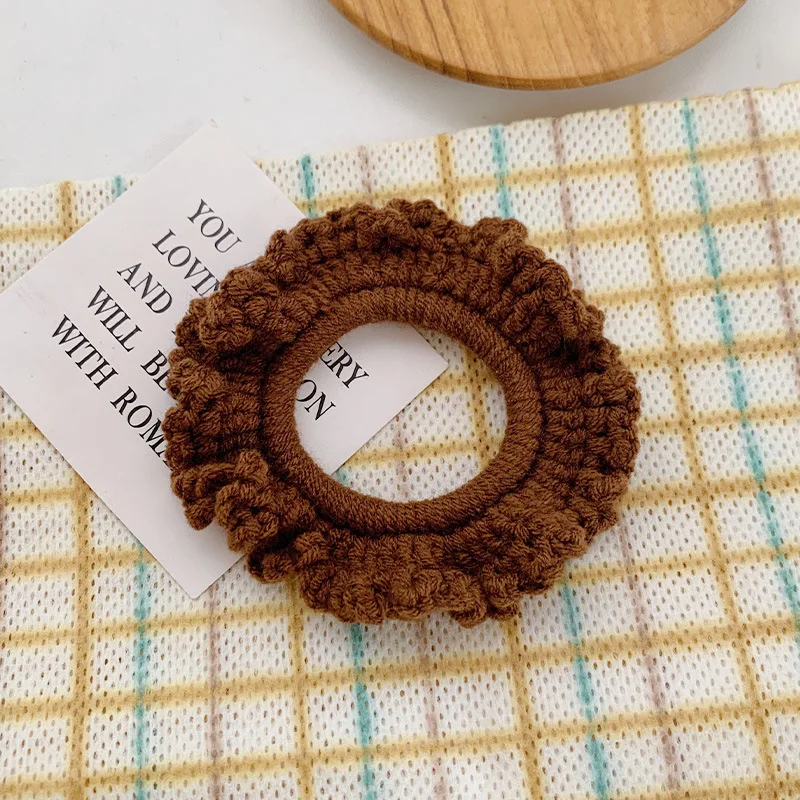 2020 New Crochet Scrunchies Solid Color Handmade Woolen Knitting Rubber Bands for Hair Tie Elstic Ring Hair Sccessories for Girl