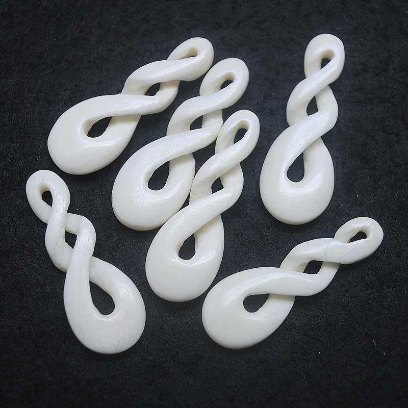 2PCS Natural Bone Beads Accessories Carving Music Signs DIY Findings 35MM Jewelry Parts Free Shipping