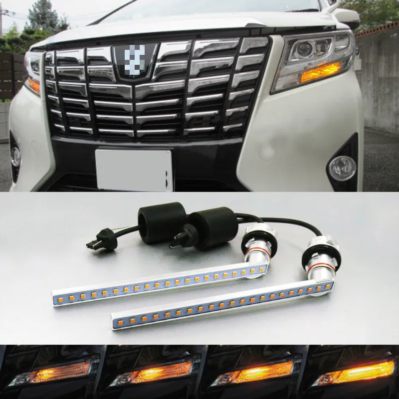 

2PCS Car Dynamic turn signal light For Toyota Alphard Vellfire 20 Vellfire 30 LED DRL Daytime Running Light