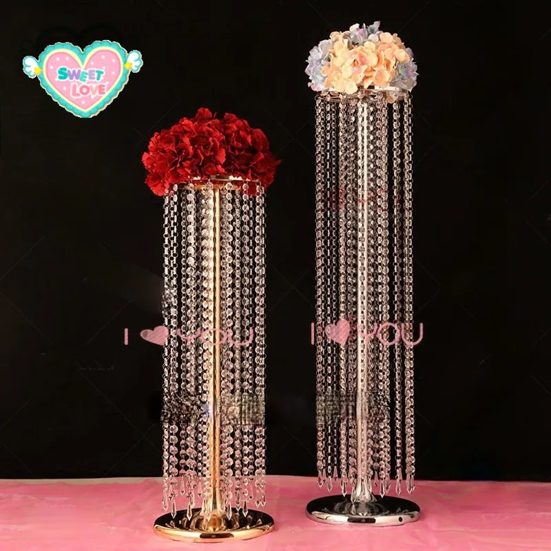 

Creative Retro Silver Wedding decoration props crystal Bead curtain Acrylic Decorative pendant Candlestick Flower arrangement