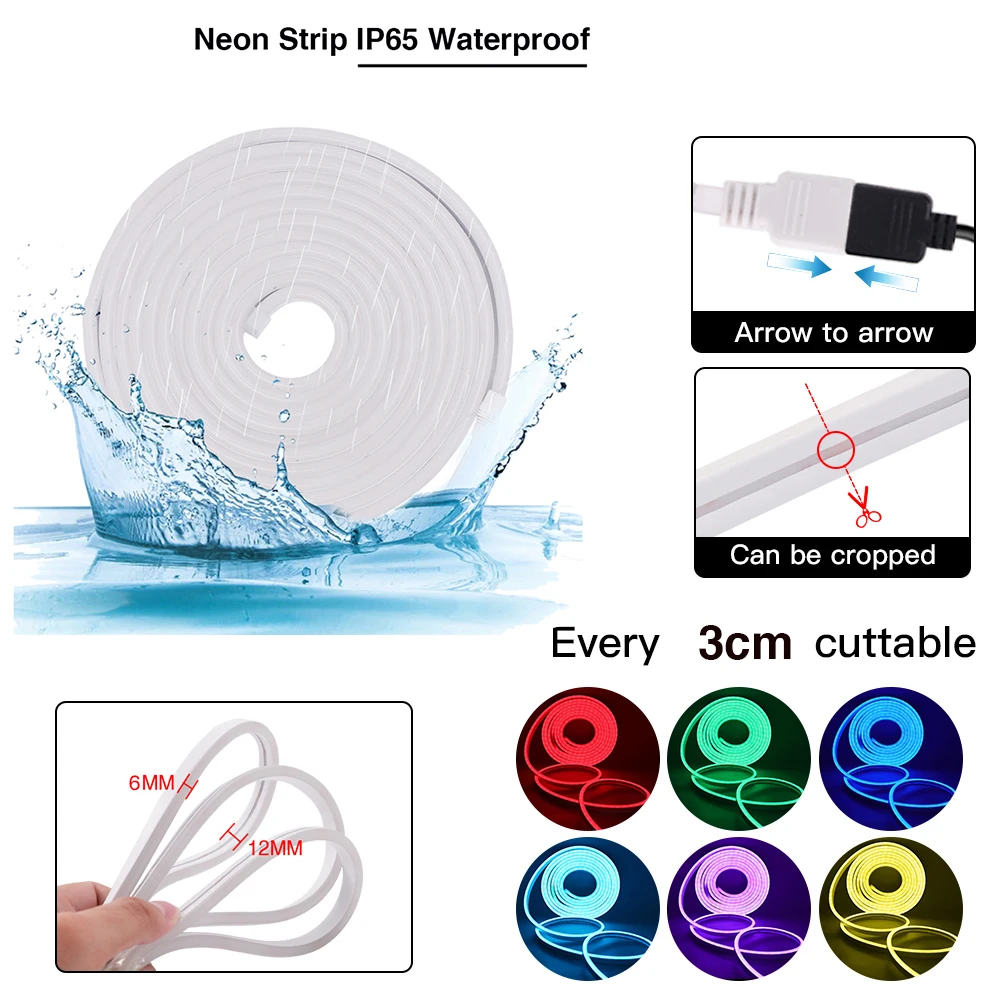 Neon RGB Strip 12V wodoodporna IR WIFI muzyka Bluetooth sterowanie podświetlenie TV strona główna DIY elastyczna dioda LED wstążka