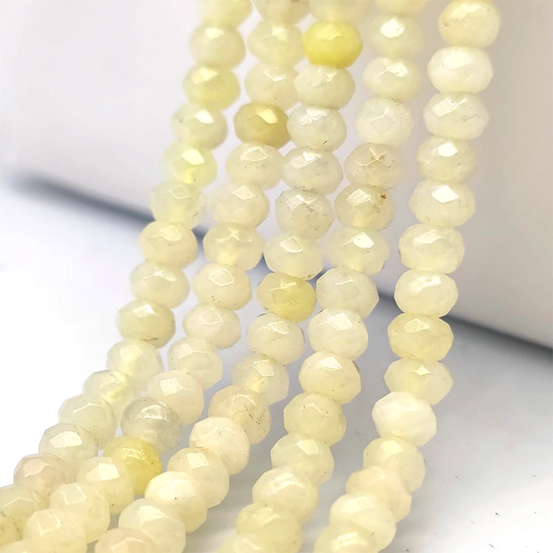 

2-4mm Light Yellow Jades Faceted Flat Natural Stone Loose Spacer Beads DIY Making Bracelet Necklace Jewelry Accessories