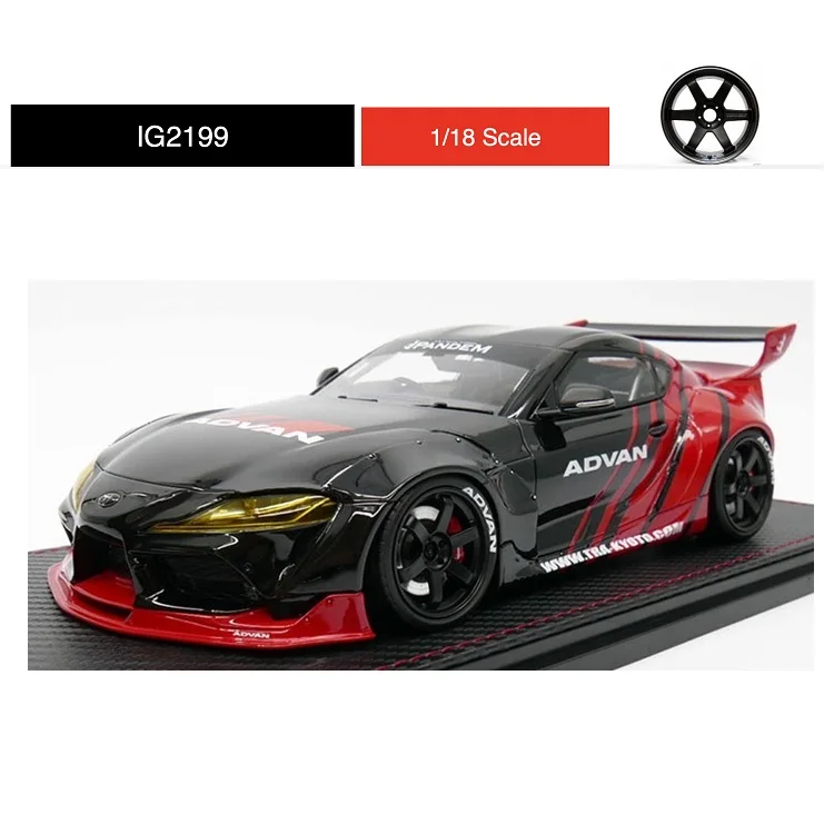 IG 1:18 PANDEM  Supra (A90) Black/Red Resin Model Car