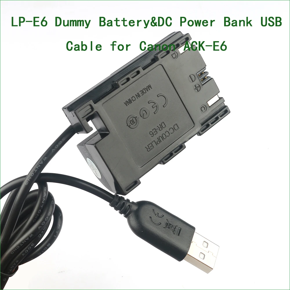 5V USB LP-E6 DR-E6 ACK-E6 Dummy Battery Adapter Plug DC Power Bank For Canon EOS 5DS 5DSR 6D 7D SV 60D 60Da 70D 80D 90D